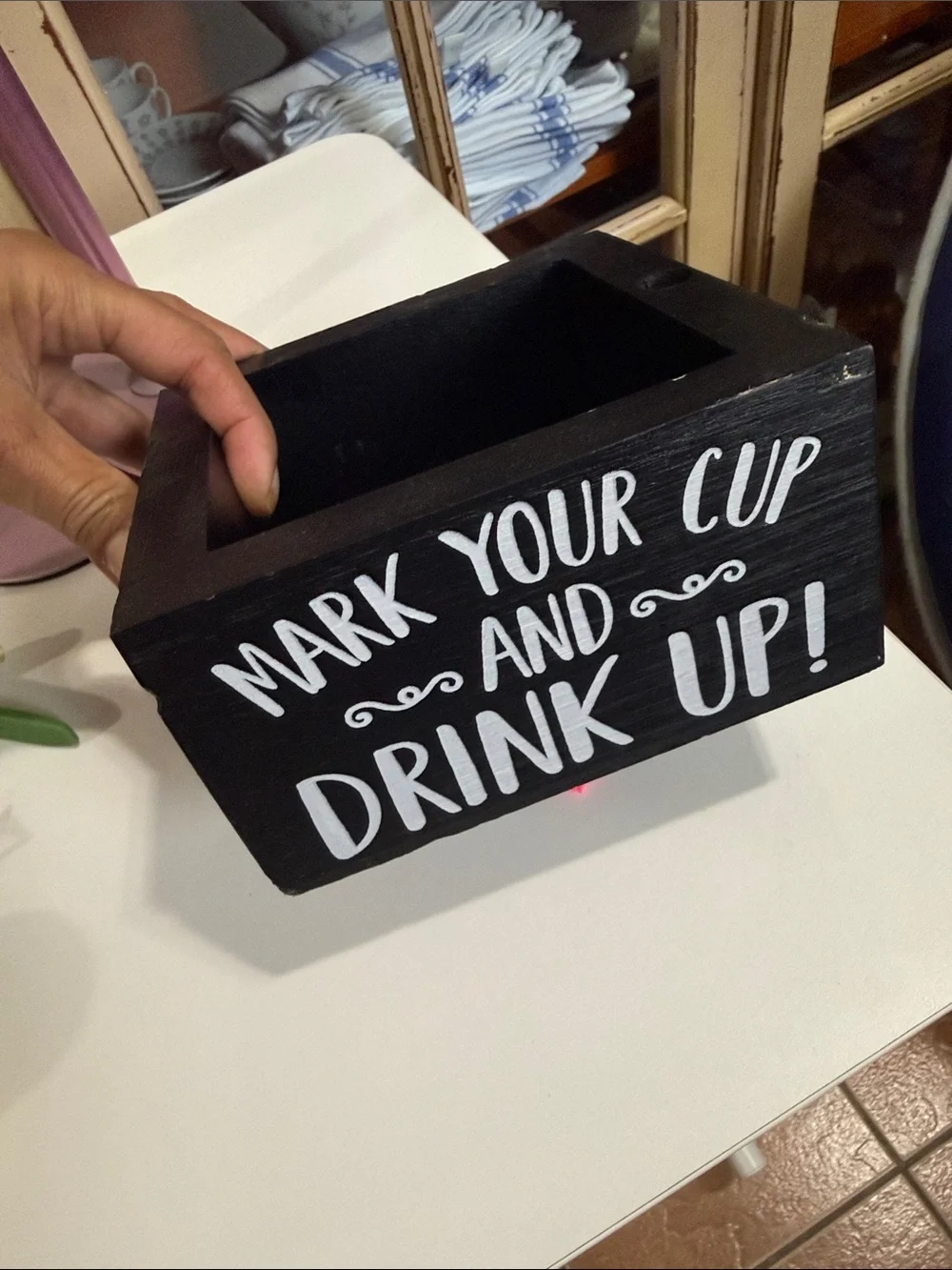 Black 'Mark Your Cup and Drink Up!' Decorative party Cup Holder